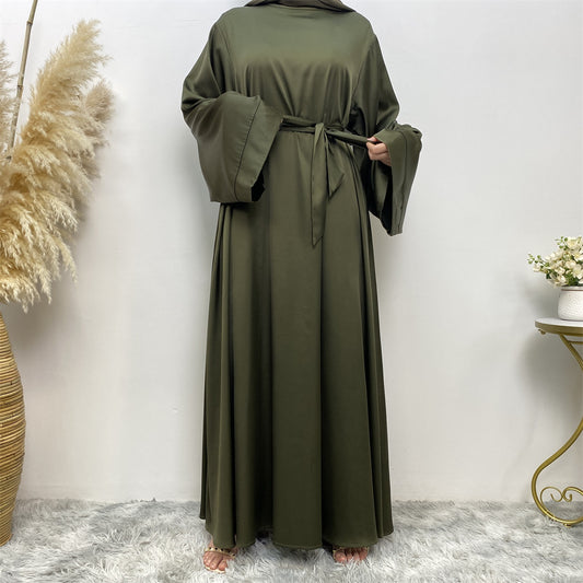DESFASH | Women's Lace Up Satin Muslim Dress